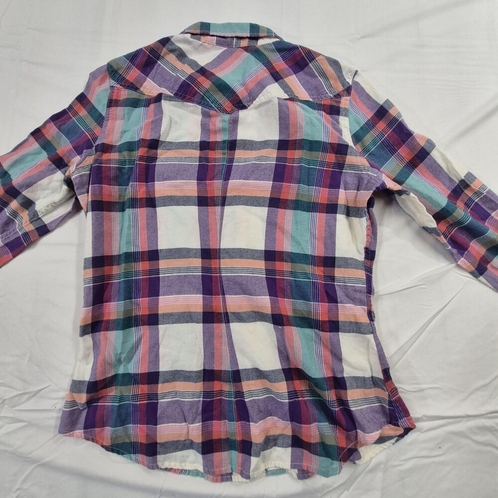 American Eagle Outfitters Shirt Womens Medium Plaid Snap Front Long Sleeve - Picture 10 of 10